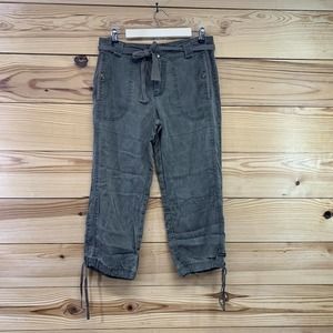 Athleta Cropped Pants 8 Army Green Tencel Lyocell Drawstring Tie Capri B122